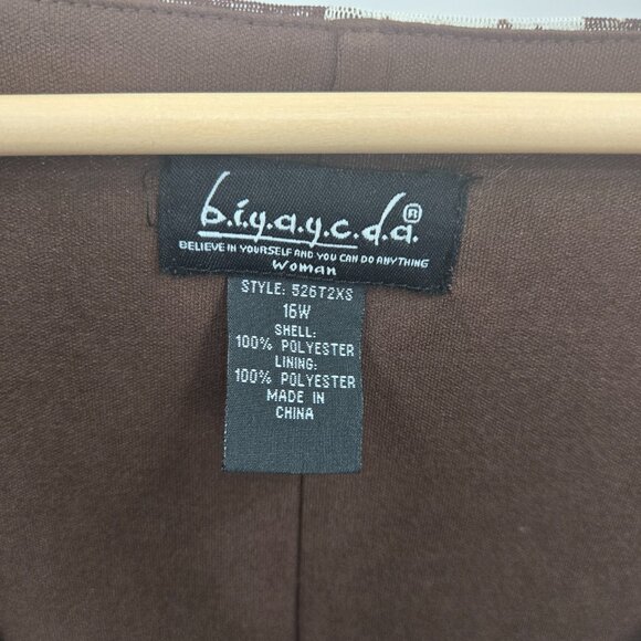 Biyaycda Brown Floral Y2K Sheer Overlay Lined Sleeveless Midi Dress 16W - Picture 9 of 10